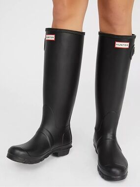 Hunter Wellies Original Black Knee High Tall Rubber Rain Boots